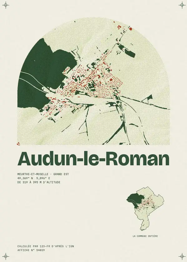 Affiche de Audun-le-Roman, calculée par 123-fr d'après l'IGN