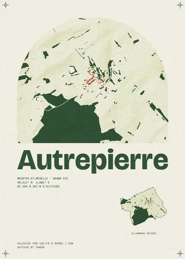 Affiche de Autrepierre, calculée par 123-fr d'après l'IGN