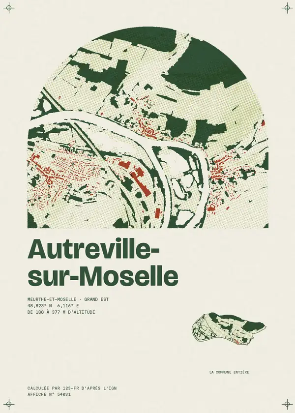 Affiche de Autreville-sur-Moselle, calculée par 123-fr d'après l'IGN