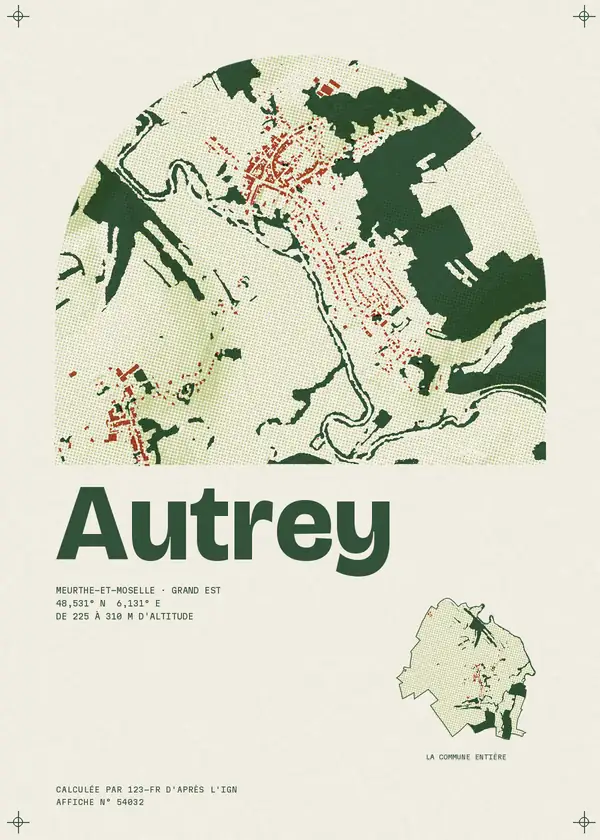 Affiche de Autrey, calculée par 123-fr d'après l'IGN