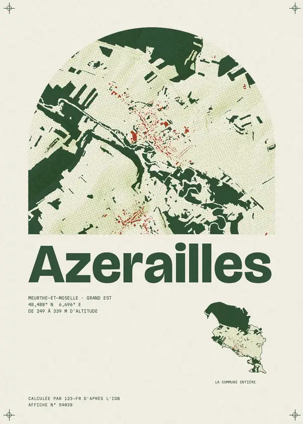 Affiche de Azerailles, calculée par 123-fr d'après l'IGN