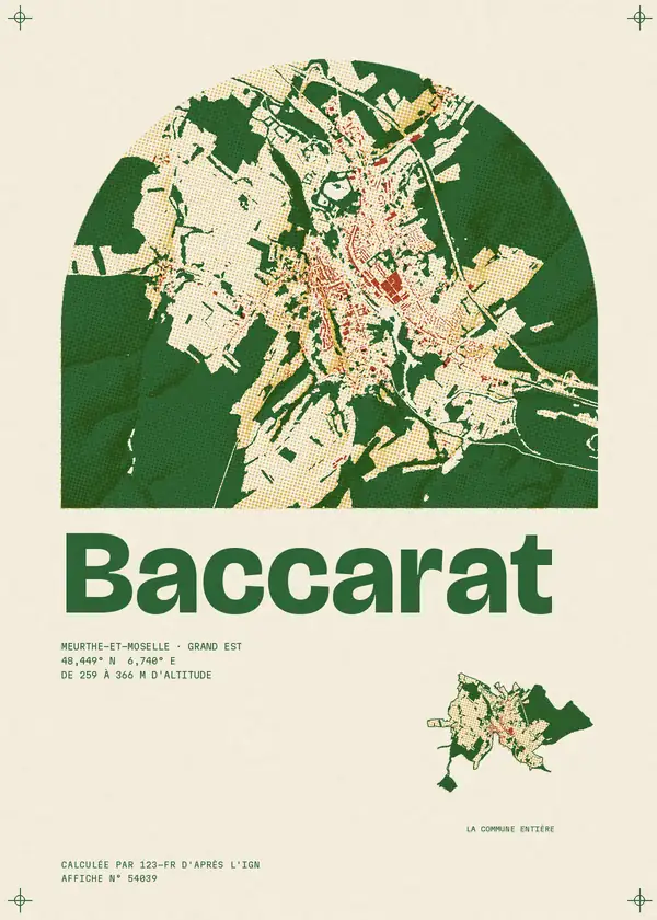 Affiche de Baccarat, calculée par 123-fr d'après l'IGN