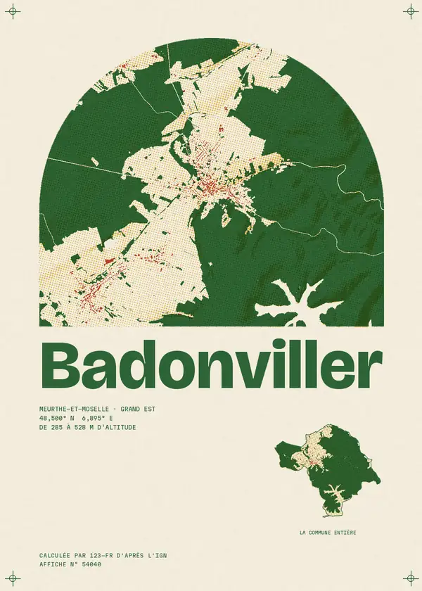 Affiche de Badonviller, calculée par 123-fr d'après l'IGN