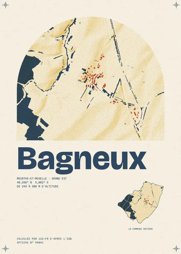 Affiche de Bagneux, calculée par 123-fr d'après l'IGN