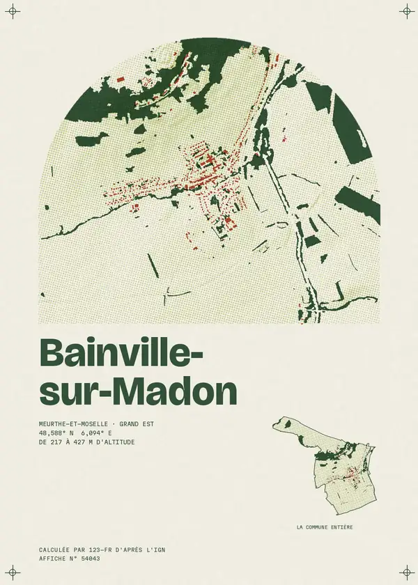 Affiche de Bainville-sur-Madon, calculée par 123-fr d'après l'IGN