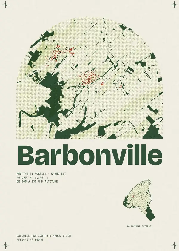 Affiche de Barbonville, calculée par 123-fr d'après l'IGN