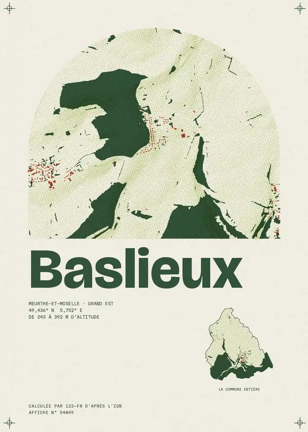 Affiche de Baslieux, calculée par 123-fr d'après l'IGN
