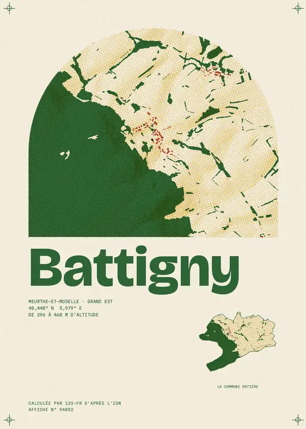 Affiche de Battigny, calculée par 123-fr d'après l'IGN