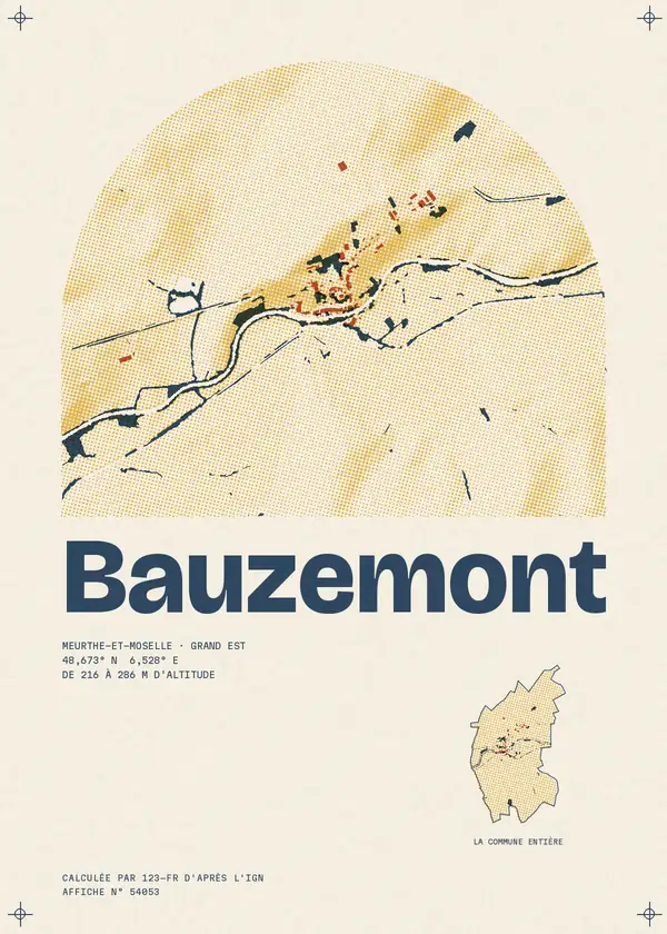 Affiche de Bauzemont, calculée par 123-fr d'après l'IGN