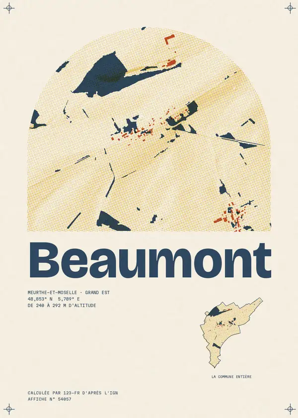 Affiche de Beaumont, calculée par 123-fr d'après l'IGN