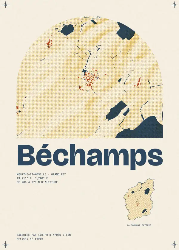 Affiche de Béchamps, calculée par 123-fr d'après l'IGN