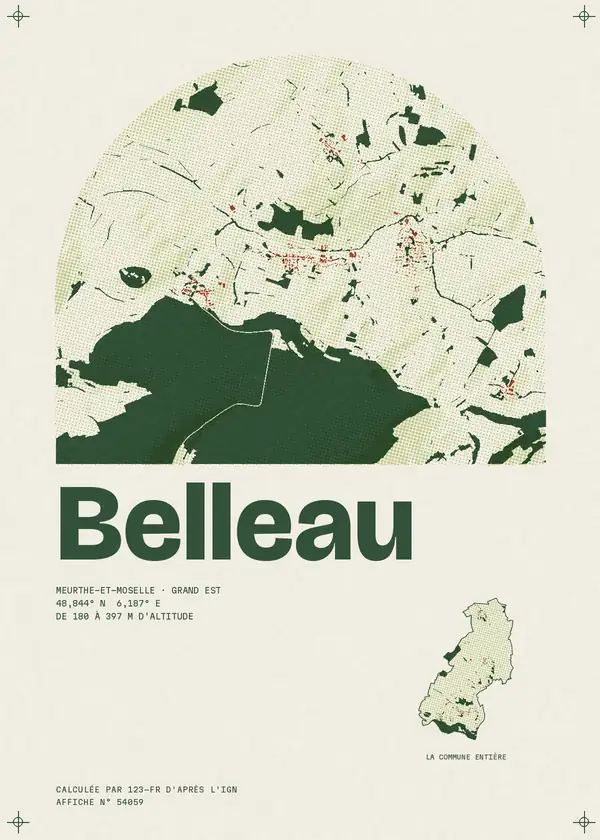 Affiche de Belleau, calculée par 123-fr d'après l'IGN