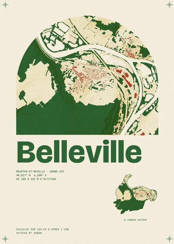 Affiche de Belleville, calculée par 123-fr d'après l'IGN