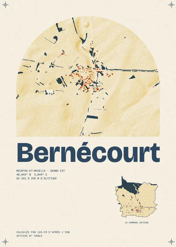 Affiche de Bernécourt, calculée par 123-fr d'après l'IGN