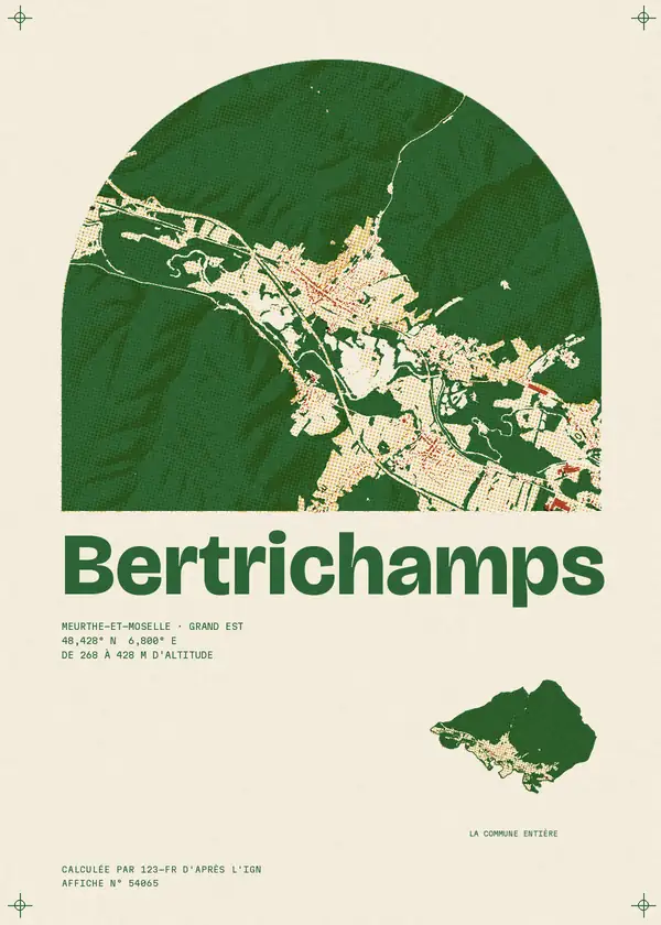 Affiche de Bertrichamps, calculée par 123-fr d'après l'IGN