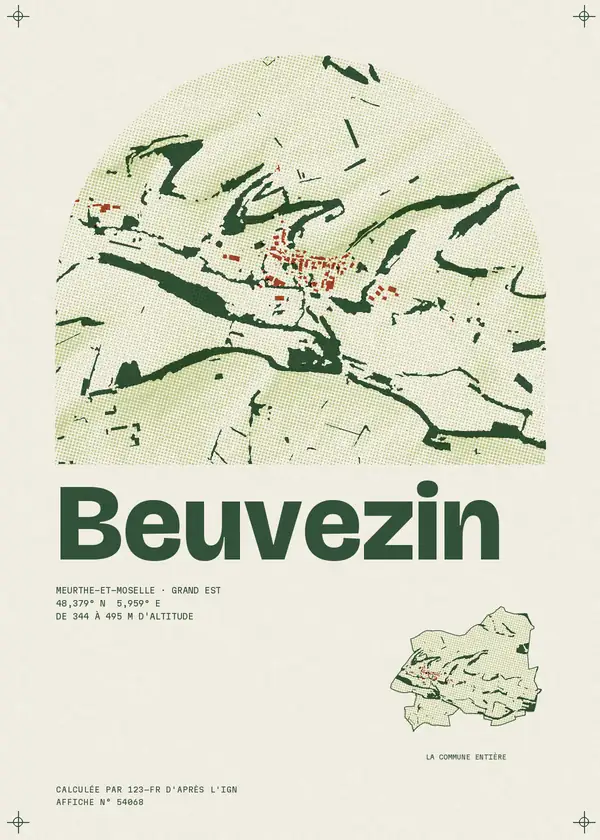 Affiche de Beuvezin, calculée par 123-fr d'après l'IGN