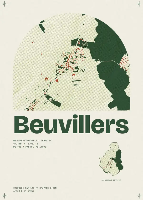 Affiche de Beuvillers, calculée par 123-fr d'après l'IGN