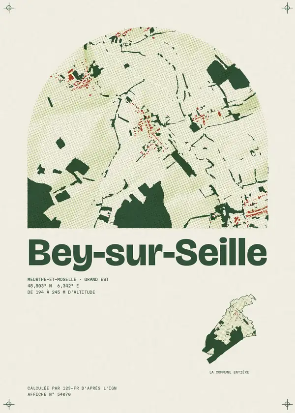 Affiche de Bey-sur-Seille, calculée par 123-fr d'après l'IGN