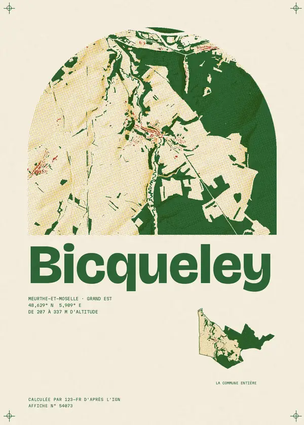 Affiche de Bicqueley, calculée par 123-fr d'après l'IGN