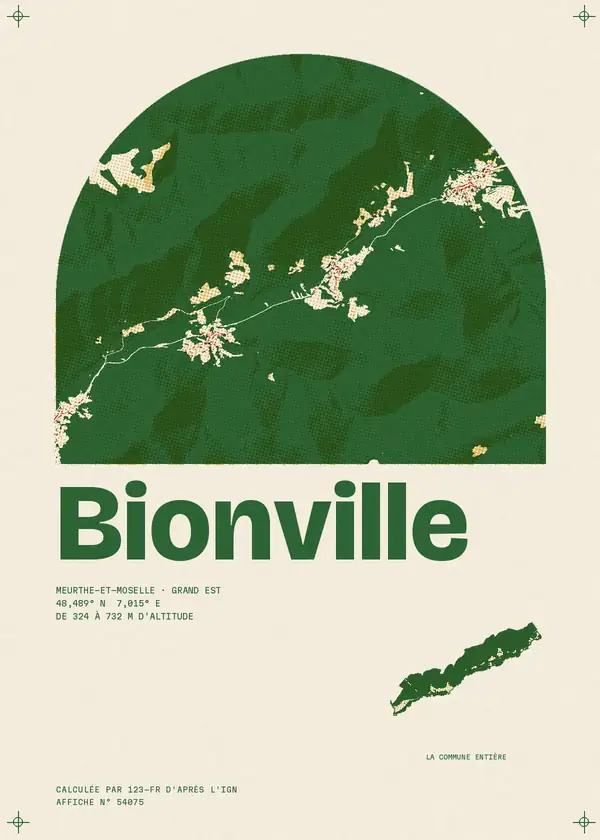 Affiche de Bionville, calculée par 123-fr d'après l'IGN