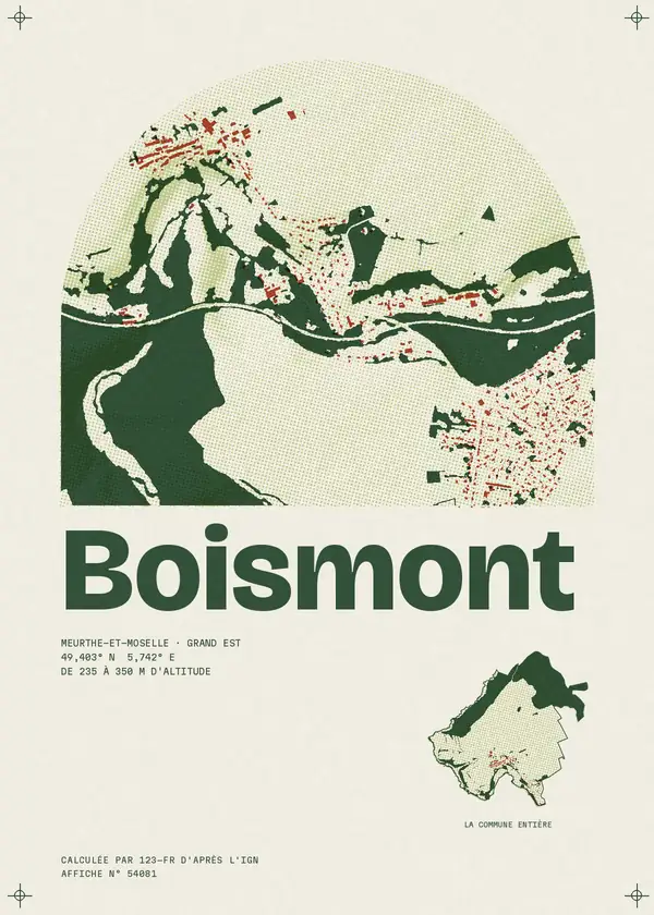 Affiche de Boismont, calculée par 123-fr d'après l'IGN