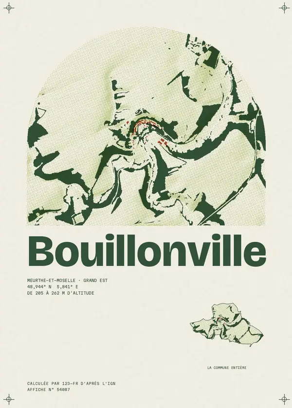 Affiche de Bouillonville, calculée par 123-fr d'après l'IGN