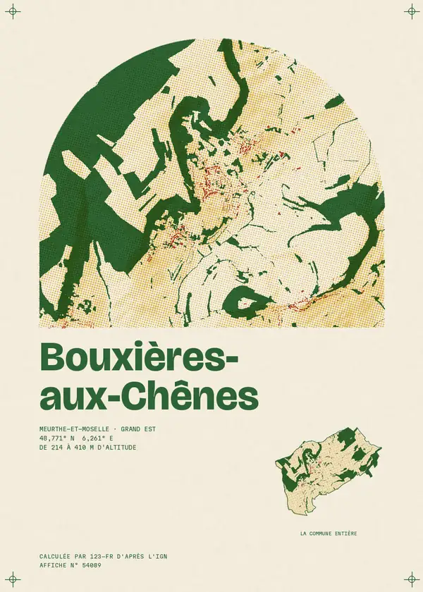 Affiche de Bouxières-aux-Chênes, calculée par 123-fr d'après l'IGN