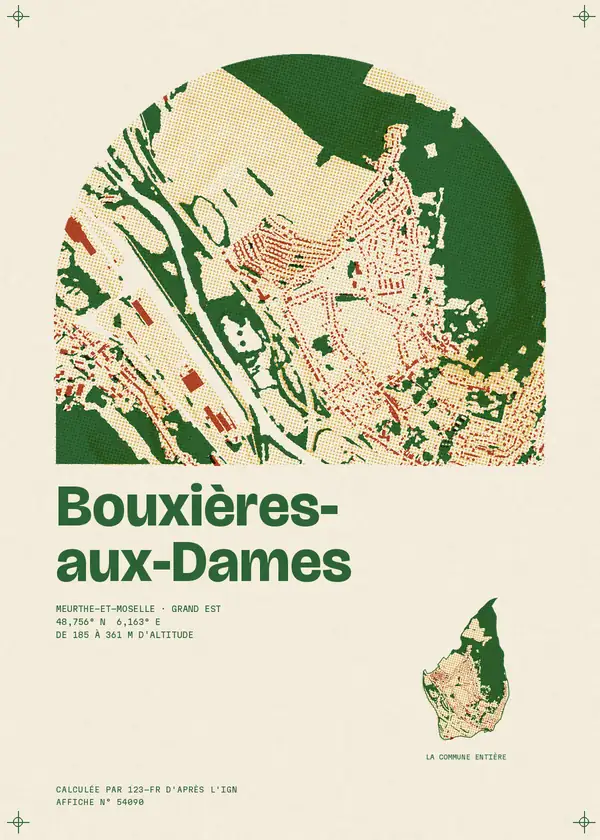 Affiche de Bouxières-aux-Dames, calculée par 123-fr d'après l'IGN