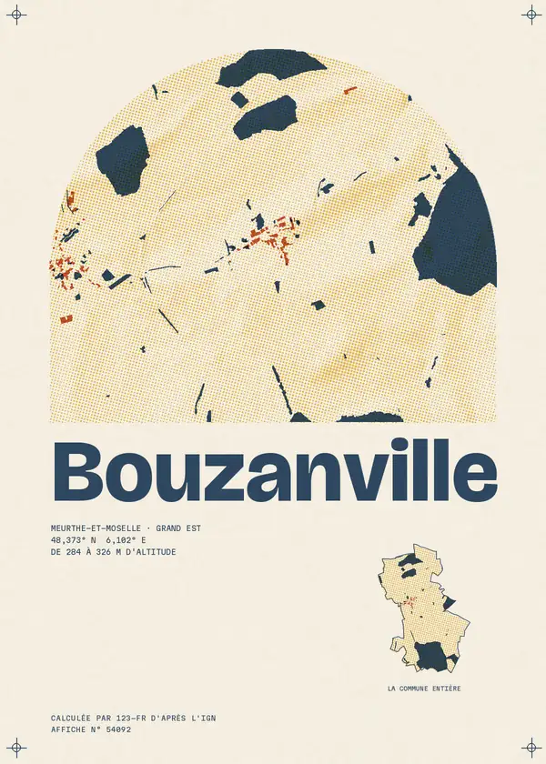 Affiche de Bouzanville, calculée par 123-fr d'après l'IGN
