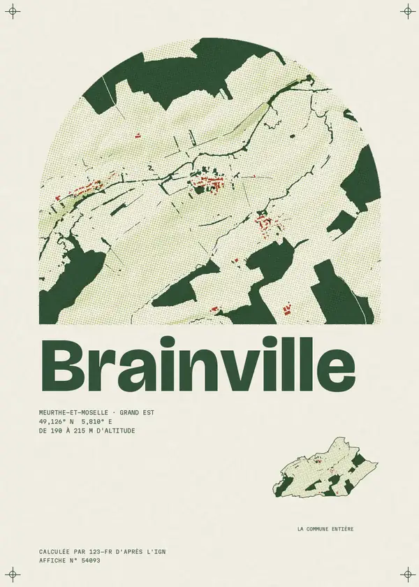 Affiche de Brainville, calculée par 123-fr d'après l'IGN