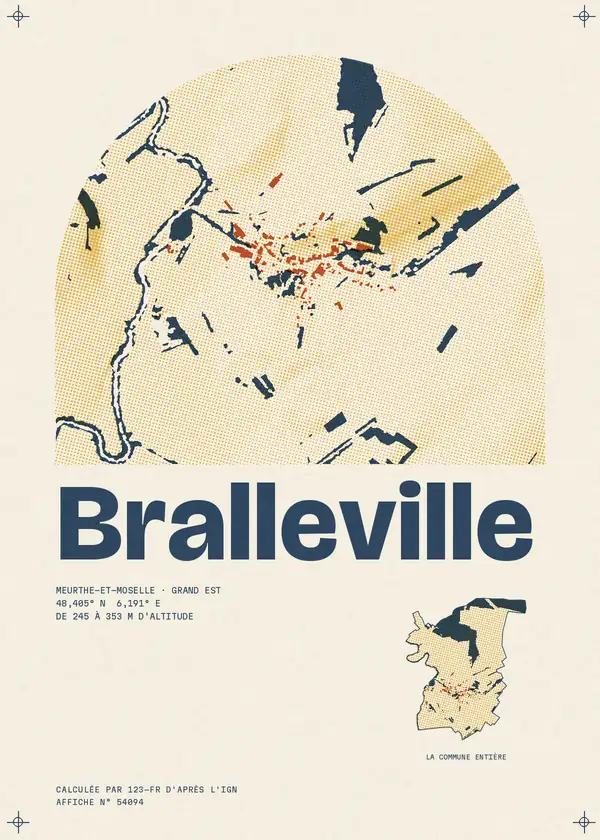 Affiche de Bralleville, calculée par 123-fr d'après l'IGN