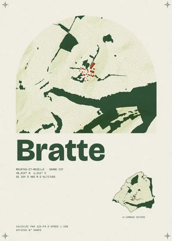 Affiche de Bratte, calculée par 123-fr d'après l'IGN