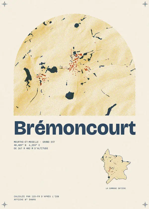 Affiche de Brémoncourt, calculée par 123-fr d'après l'IGN