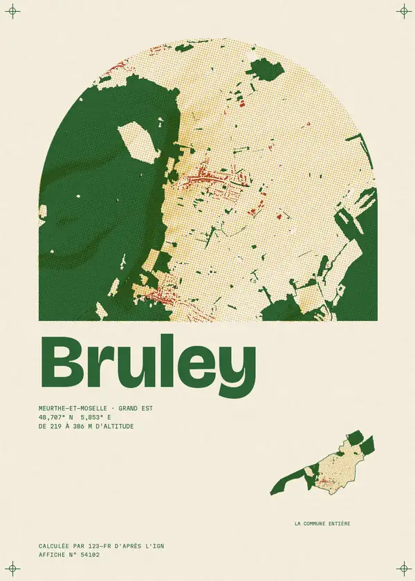Affiche de Bruley, calculée par 123-fr d'après l'IGN
