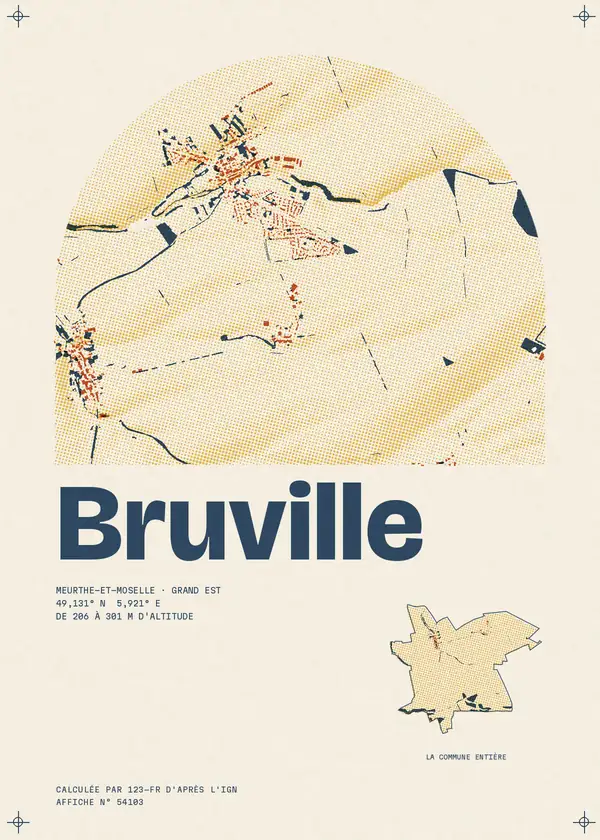 Affiche de Bruville, calculée par 123-fr d'après l'IGN