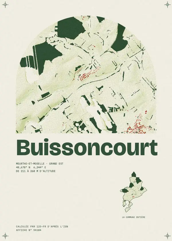 Affiche de Buissoncourt, calculée par 123-fr d'après l'IGN