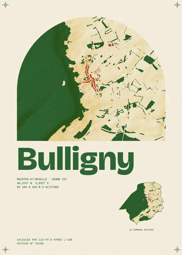 Affiche de Bulligny, calculée par 123-fr d'après l'IGN