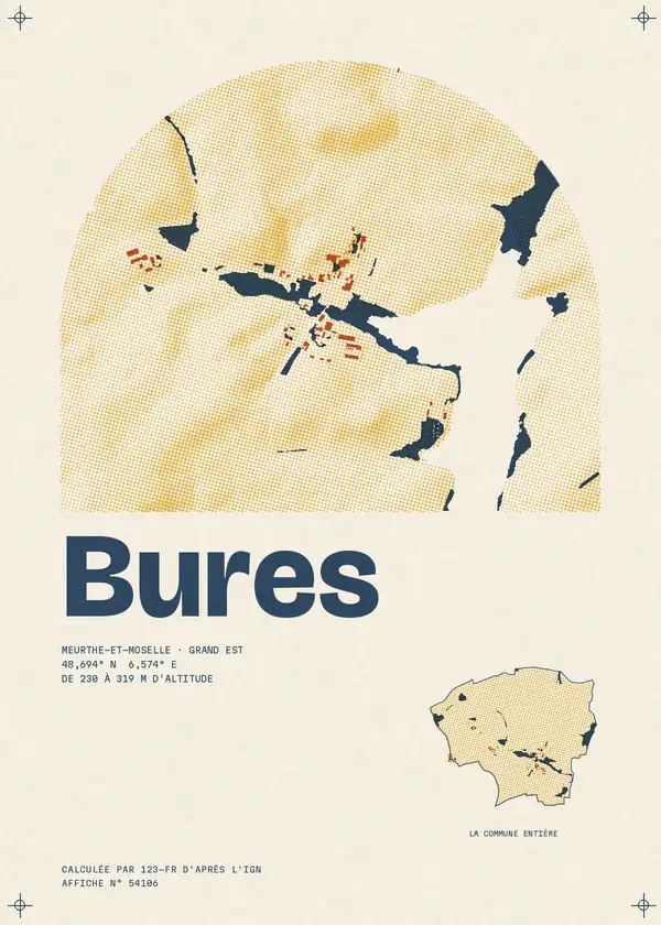 Affiche de Bures, calculée par 123-fr d'après l'IGN