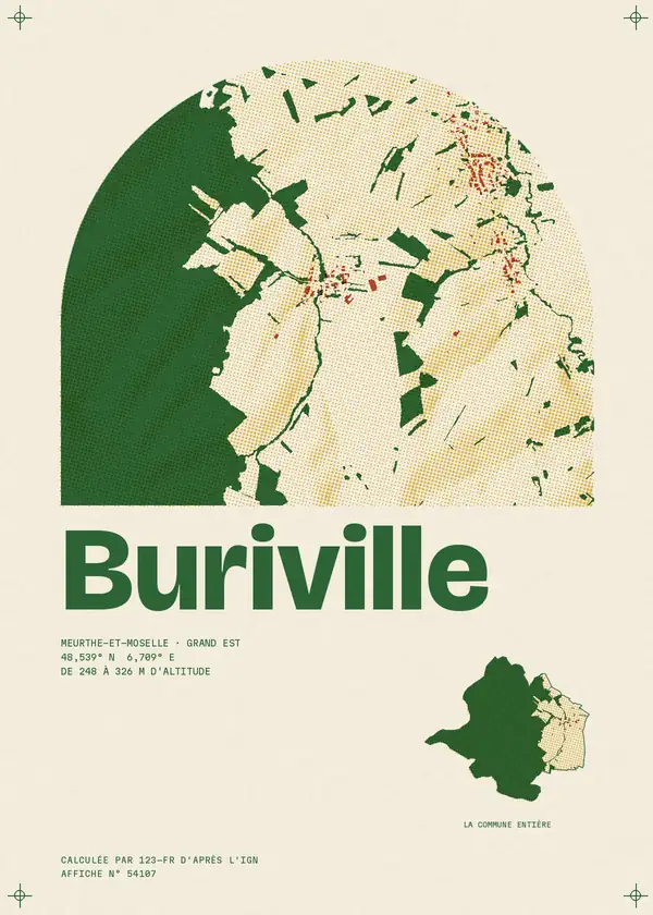 Affiche de Buriville, calculée par 123-fr d'après l'IGN
