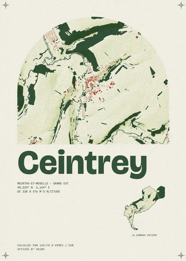 Affiche de Ceintrey, calculée par 123-fr d'après l'IGN