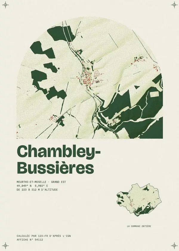 Affiche de Chambley-Bussières, calculée par 123-fr d'après l'IGN