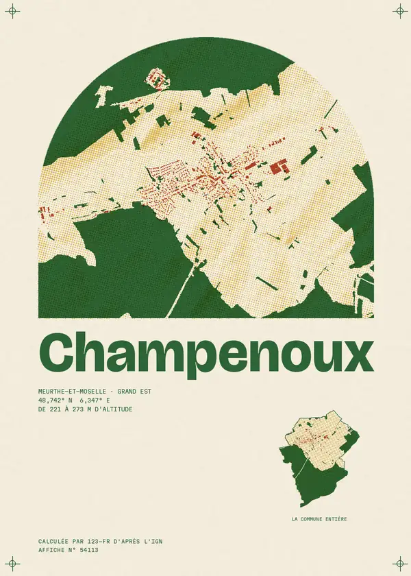 Affiche de Champenoux, calculée par 123-fr d'après l'IGN