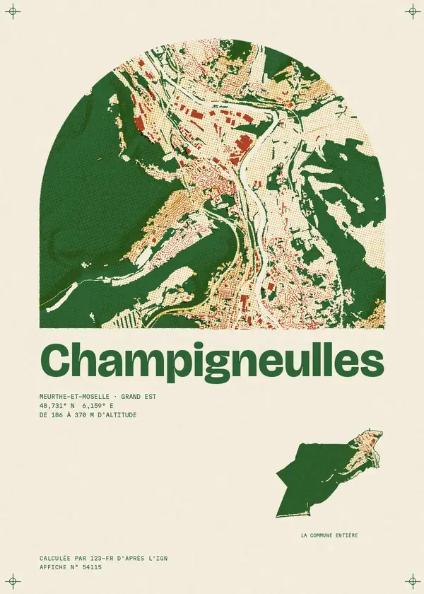 Affiche de Champigneulles, calculée par 123-fr d'après l'IGN