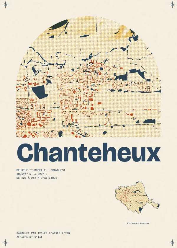 Affiche de Chanteheux, calculée par 123-fr d'après l'IGN