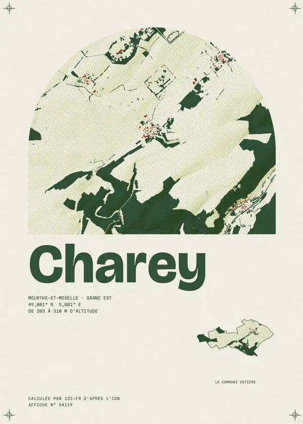 Affiche de Charey, calculée par 123-fr d'après l'IGN