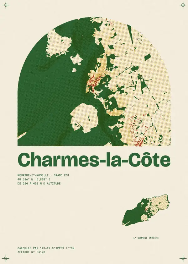 Affiche de Charmes-la-Côte, calculée par 123-fr d'après l'IGN