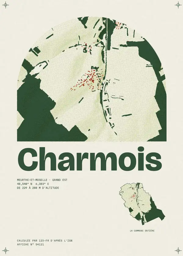 Affiche de Charmois, calculée par 123-fr d'après l'IGN