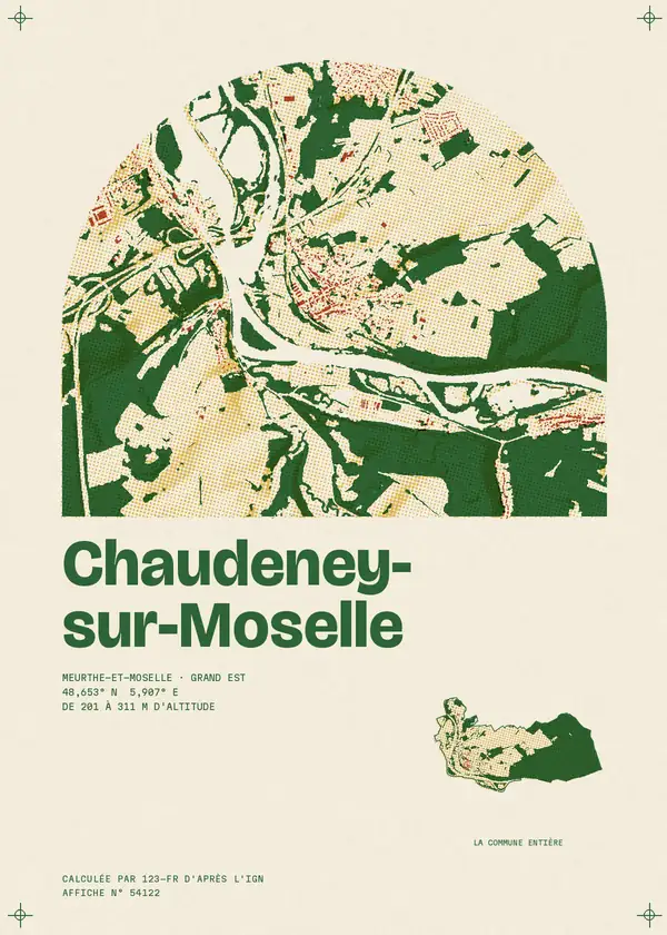 Affiche de Chaudeney-sur-Moselle, calculée par 123-fr d'après l'IGN