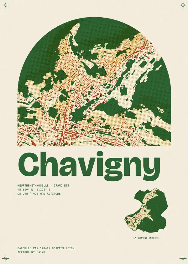 Affiche de Chavigny, calculée par 123-fr d'après l'IGN
