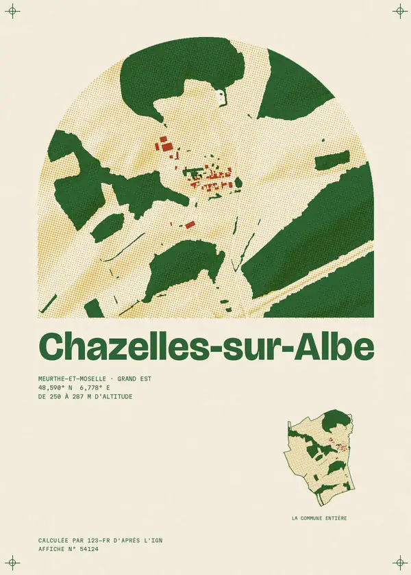 Affiche de Chazelles-sur-Albe, calculée par 123-fr d'après l'IGN